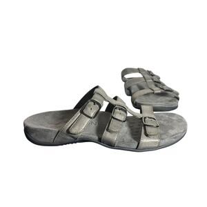 Vionic Gray Triple Buckle Comfort Sandals Women’s Size 7 EU 38 Arch Support